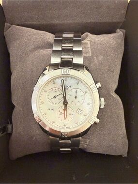 Tissot PR100 diamond Silver Chronograph Watch